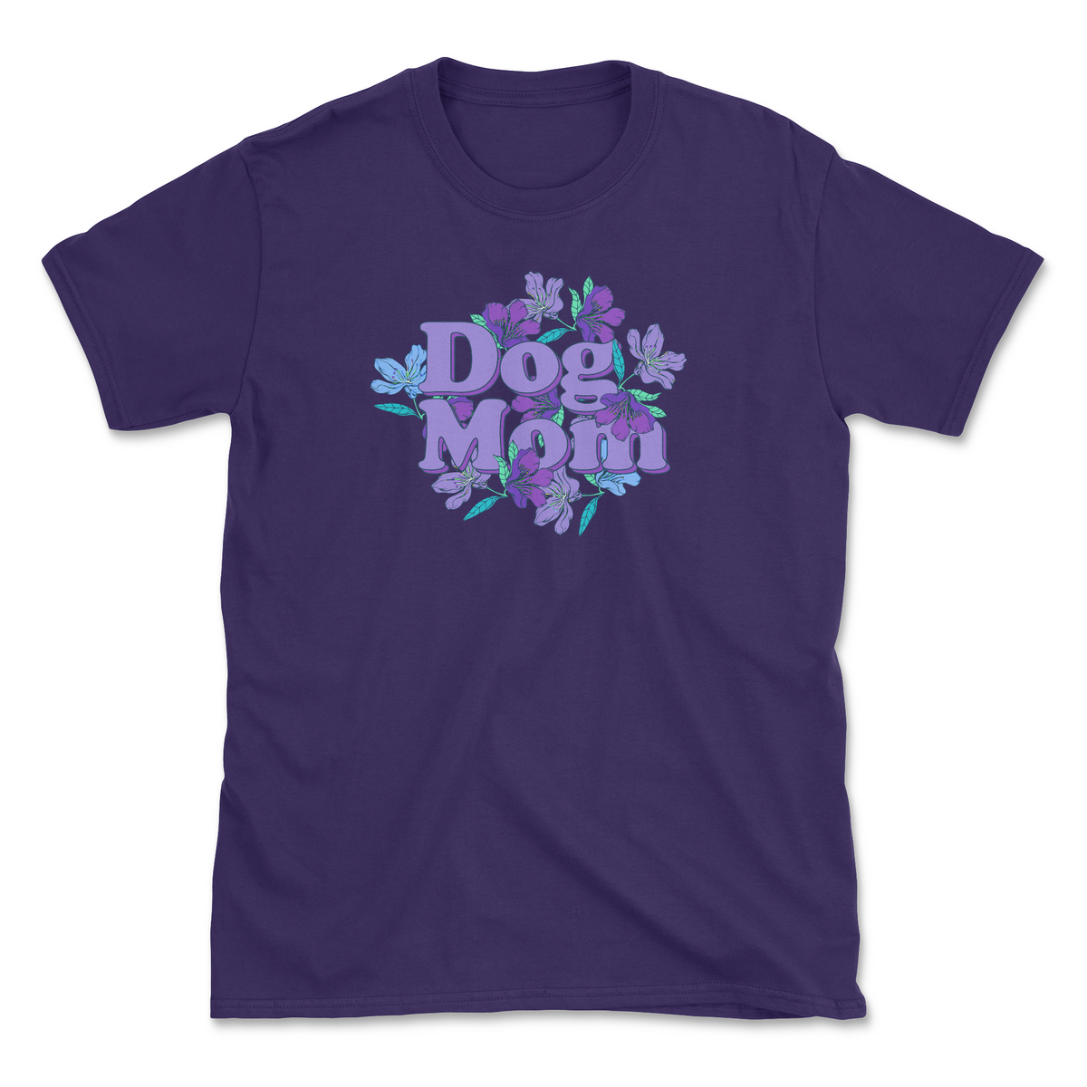 Orchid Dog Mom - Purple (Front Print) (Adult Short Sleeve T-Shirt)