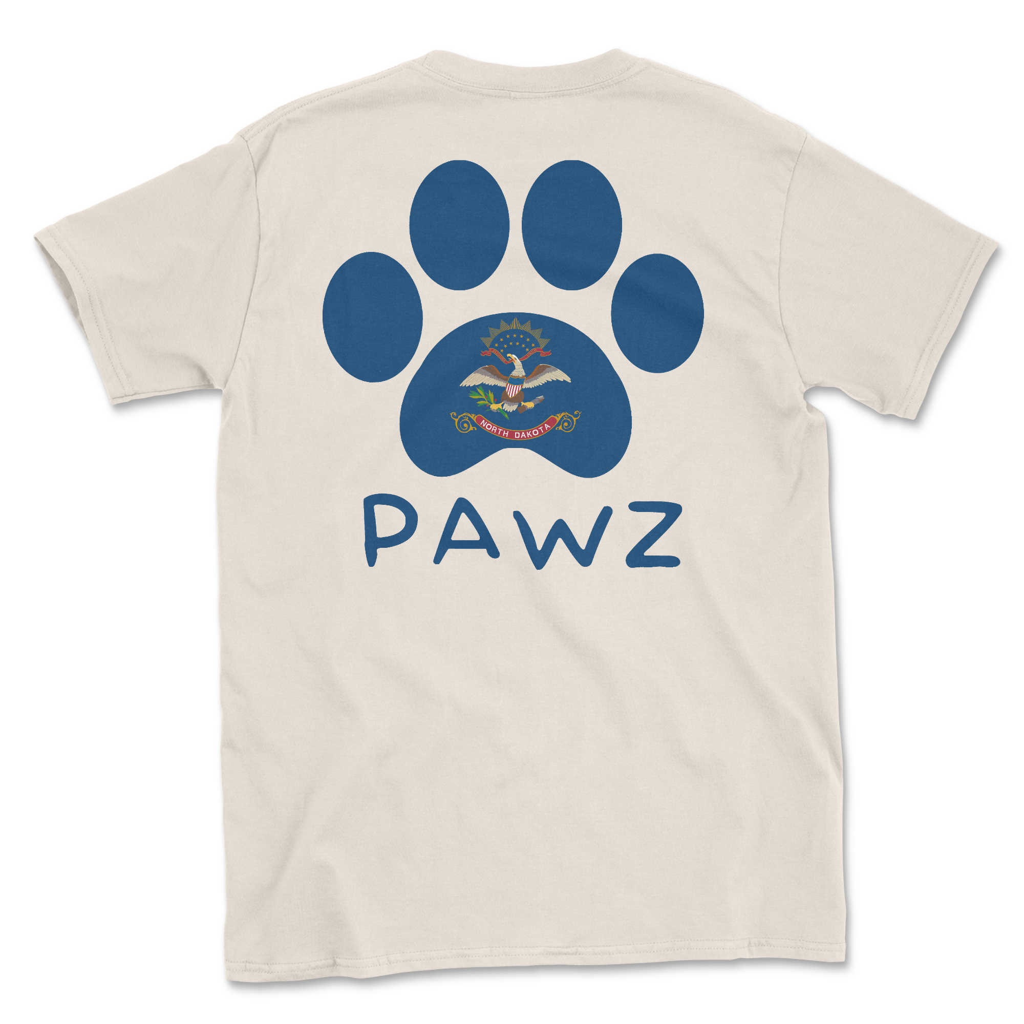 North Dakota Flag Paw (Adult Short Sleeve T-Shirt)