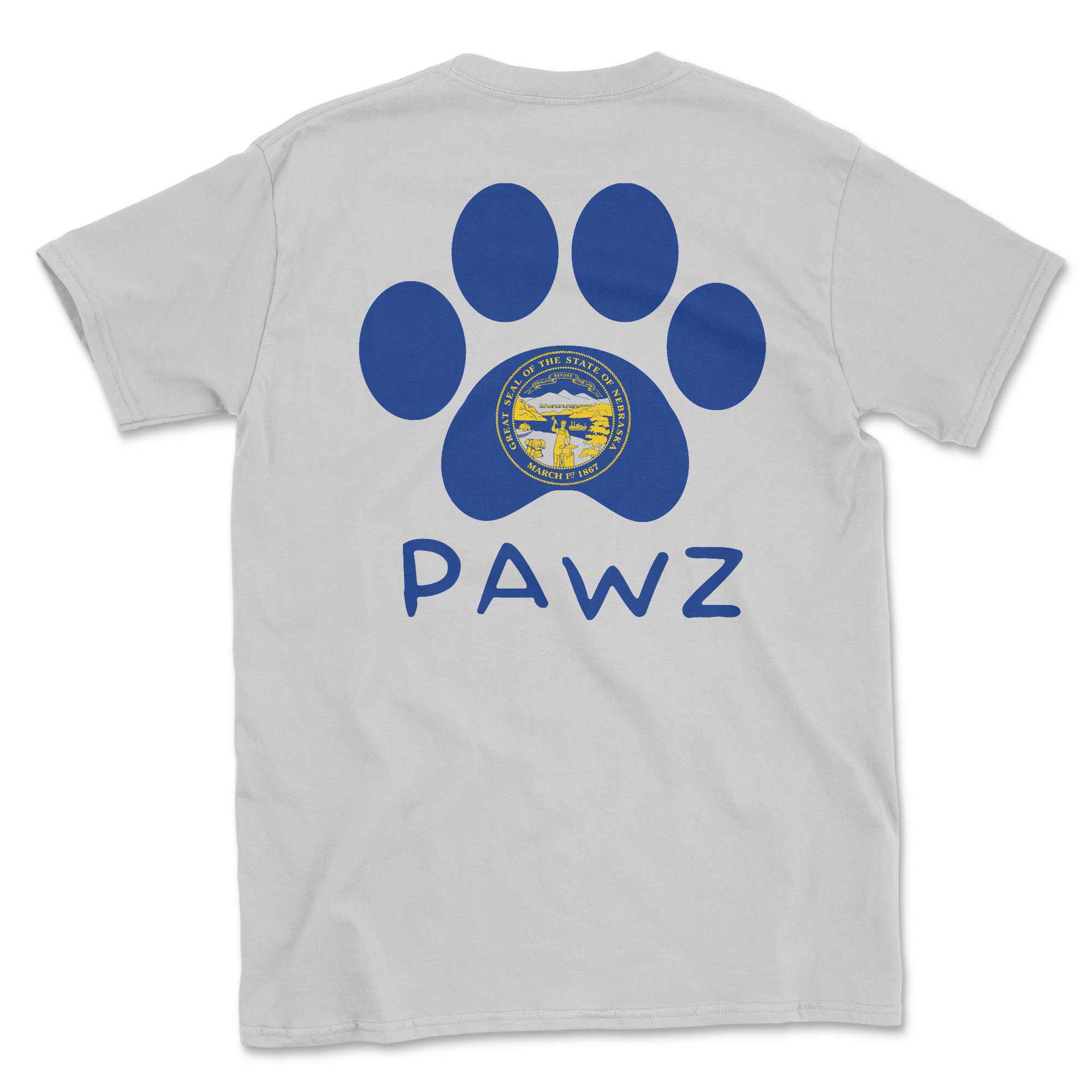 Nebraska Flag Paw (Adult Short Sleeve T-Shirt)
