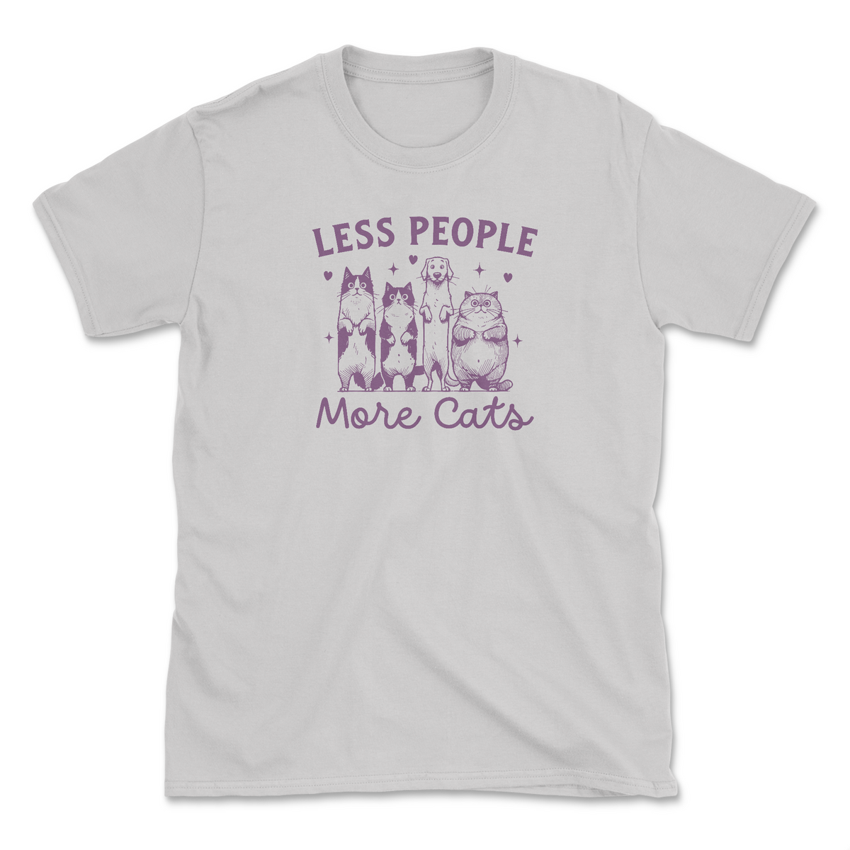 Less People More Cats (Front Print) (Adult Short Sleeve T-Shirt)