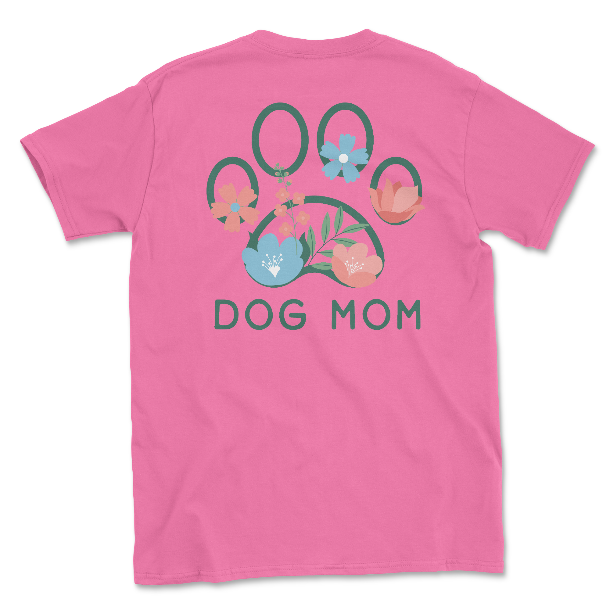 Dog Mom Flowers Paw (Adult Short Sleeve T-Shirt)
