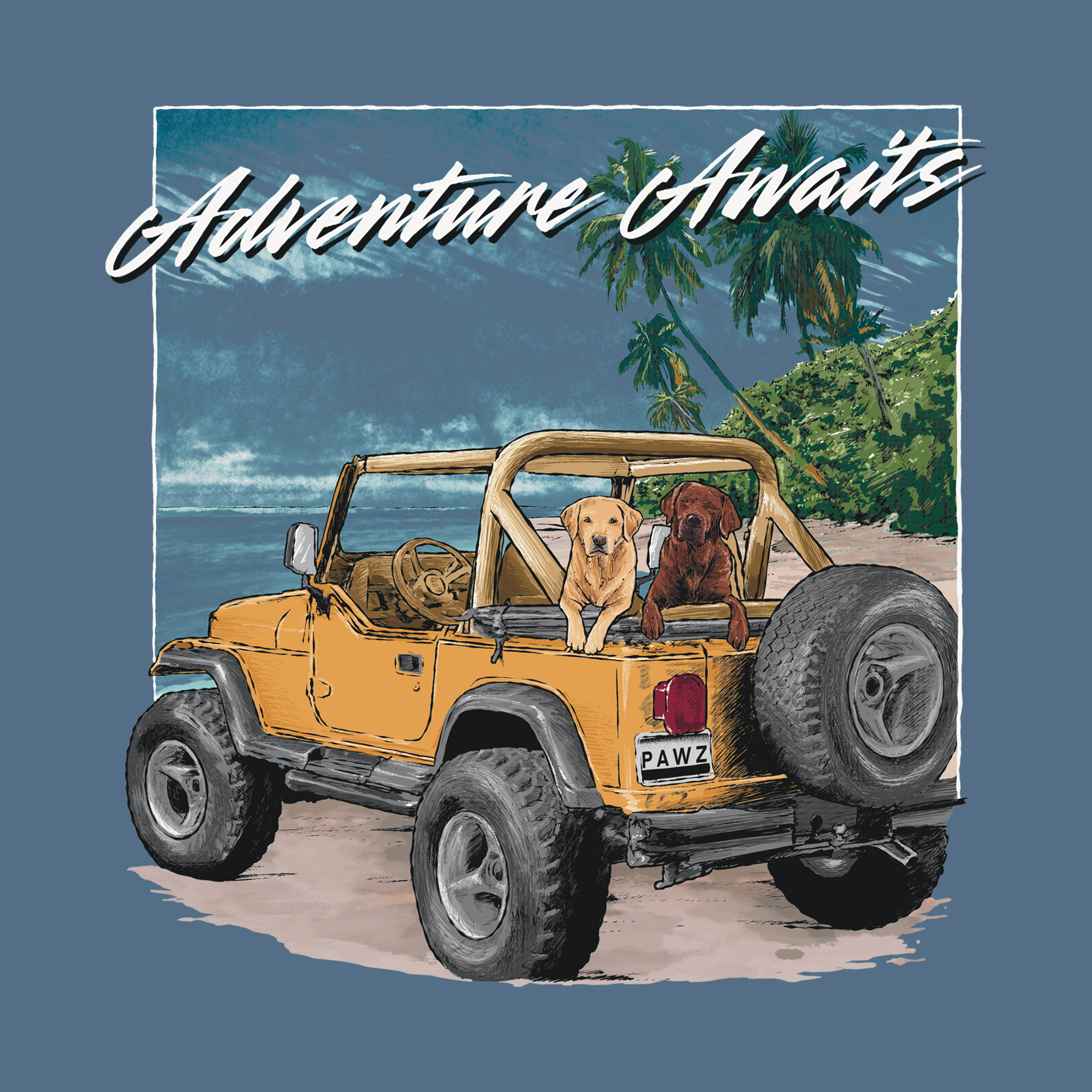 Adventure Awaits (Beach) (Adult Short Sleeve T-Shirt)