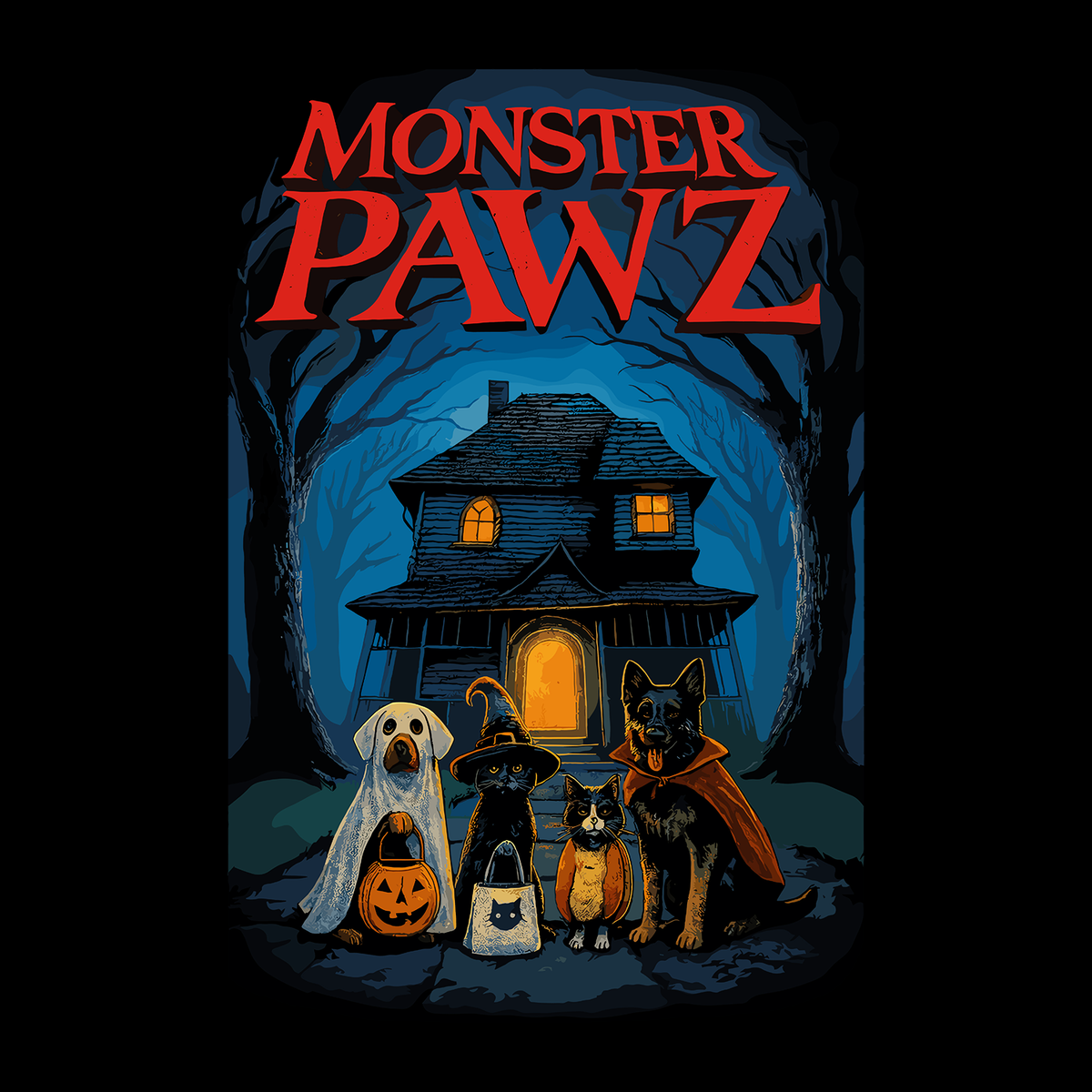 Monster Pawz (Back Print) (Adult Short Sleeve T-Shirt)
