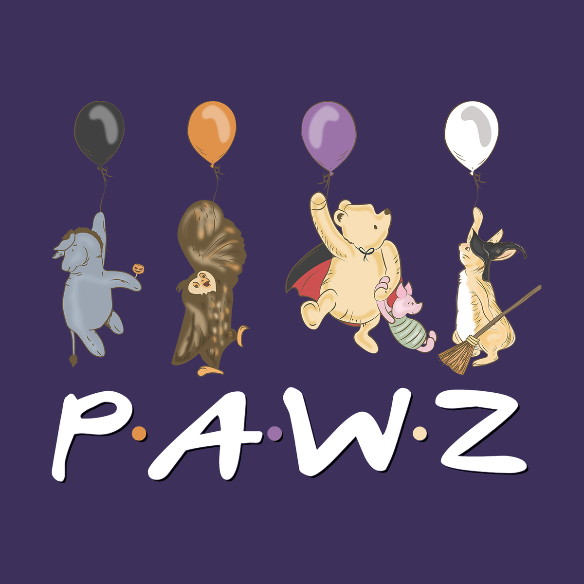 Forever Friends - Purple (Front Print) (Adult Short Sleeve T-Shirt)